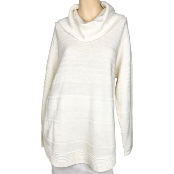 Design History Sweater Cowl Neck Ivory Pullover Knit Size XL - Picture 1 of 9